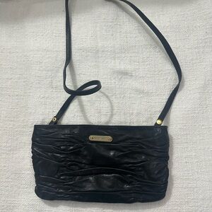 Michael Kors Black Ruched Leather Crossbody Bag - Vintage